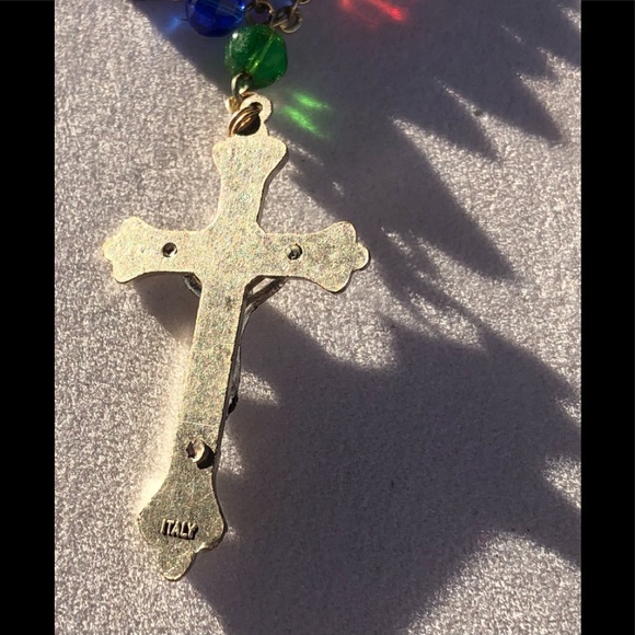 Italy New Old Stock Guardian Angel Multi Color Rainbow INRI Rosary - Picture 6 of 11